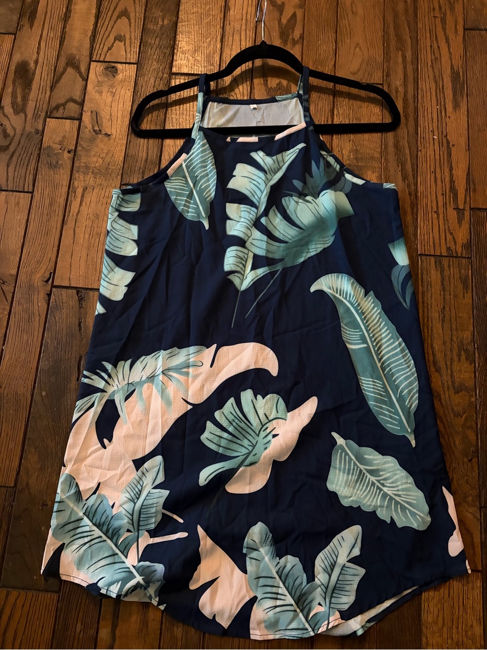 Women’s Navy Tropical Print Halter Tank dress. Size small worn 1X. SHEIN